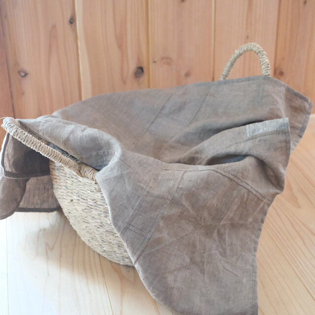 リネンパッチワーククロス｜olive green ｜65×65cm | iichi 日々の