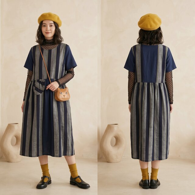 一点物】明治・昭和初期の布団布と藍木綿着物から生まれたストライプ