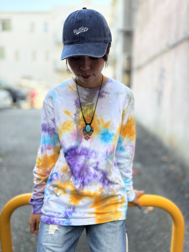 タイダイ 長袖Tシャツ Mサイズ カラフル ムラ染め COLORFREEYTHM by