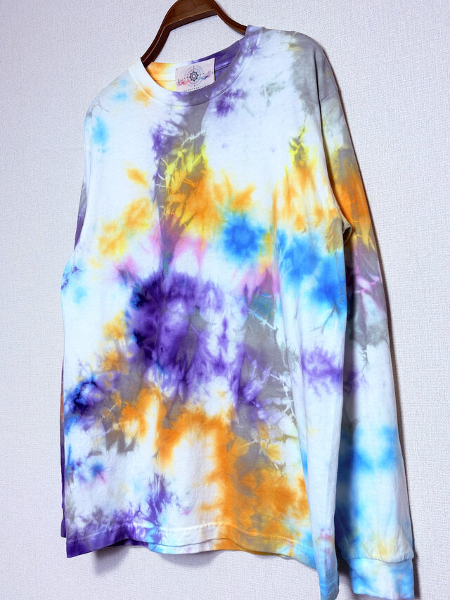 タイダイ 長袖Tシャツ Mサイズ カラフル ムラ染め COLORFREEYTHM by
