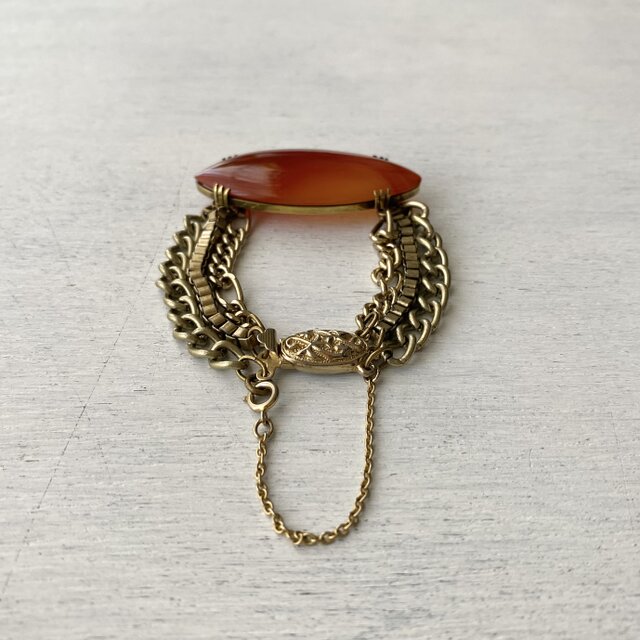 アンティークカーネリアン と ビンテージトップ Upcycle retro natural stone carnelian classical design bracelet
