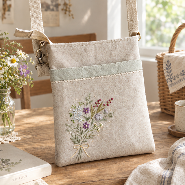 フランスアンティーク大きめリネンバッグ&ヘアーバンド2点セット*イニシャル*刺繍 刺繍*リネン*ショルダー | iichi 日々の暮らしを心地よくする