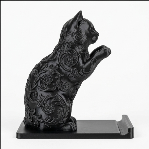 猫（バーマン）のスマホスタンド 卓上 シルクブラック | iichi 日々の