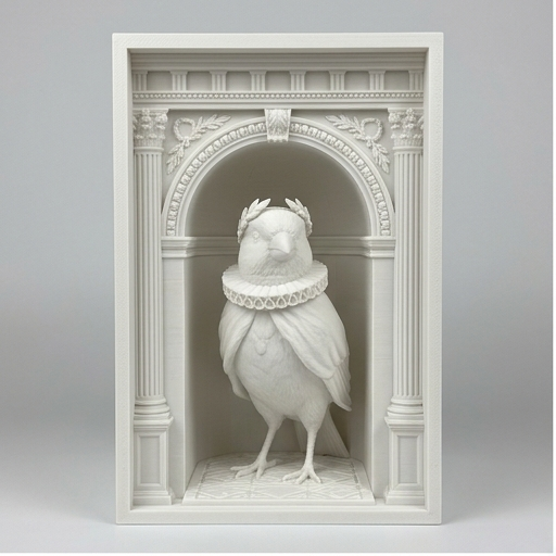 カナリアの3Dプリント ブックヌーク 白PLA 本棚インテリア | iichi
