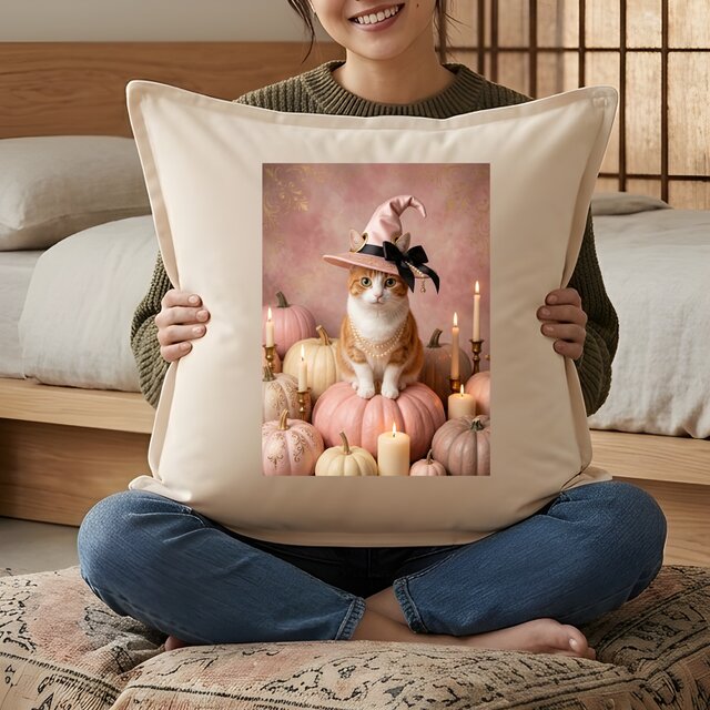 猫（マンチカン）クッション 45cm ハロウィン限定アート | iichi 日々