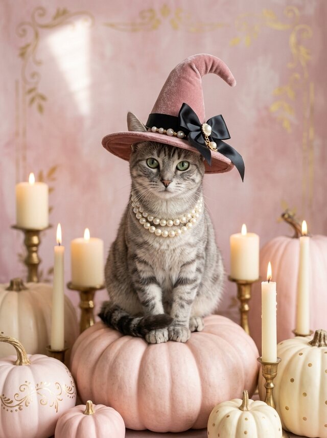 猫（アメリカンショートヘア）のハロウィン限定アート A3額装