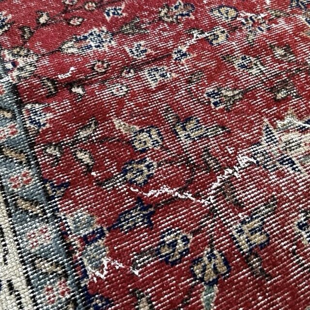 108×215 貴重な深みあるレッドボタニカル トルコヴィンテージラグ