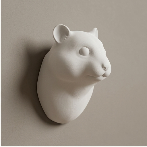パンダハムスターの壁掛けレリーフ 3Dプリント 白PLA インテリア