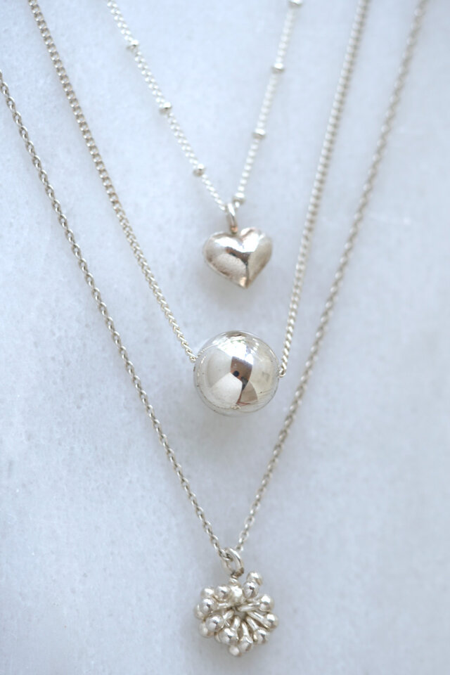 アージェントグリーム　ハートフェザーネックレス silver925 45㎝ SILVER925 カレンシルバー ハートモチーフ ステーションチェーン