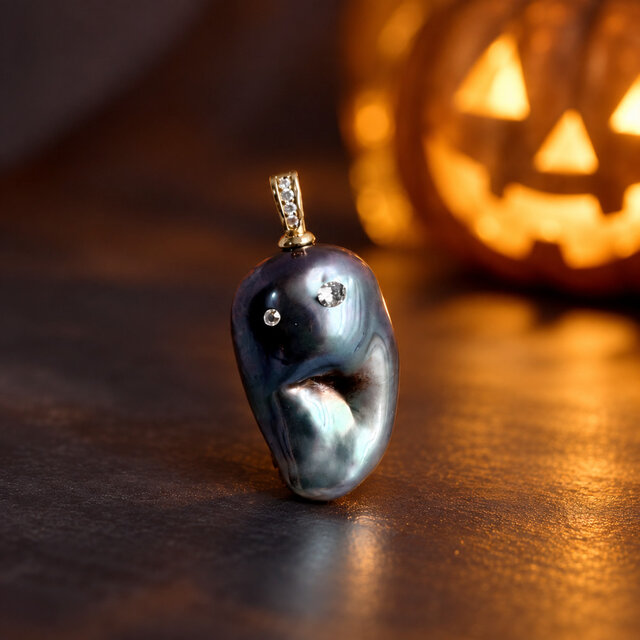 一点もの｜ハロウィン限定｜大粒ブラックバロックパール｜ちょっぴり