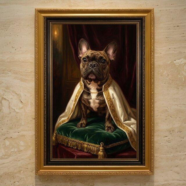 犬（フレンチブルドッグ）のルネサンス風肖像画 A3額装インテリア