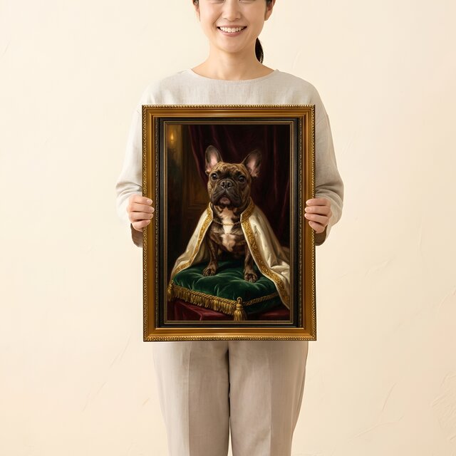 犬（フレンチブルドッグ）のルネサンス風肖像画 A3額装インテリア