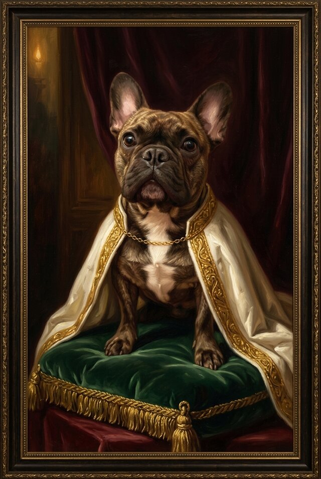 犬（フレンチブルドッグ）のルネサンス風肖像画 A3額装インテリア
