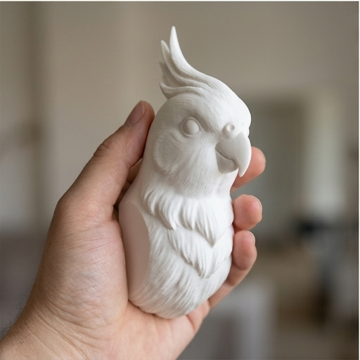 インコ（オカメインコ）の壁掛けレリーフ 3Dプリント 白PLA インテリア