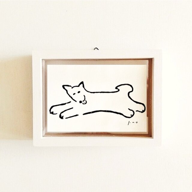 受注制作【犬・イラスト】「走る犬」 ※木製額縁入り・犬の絵