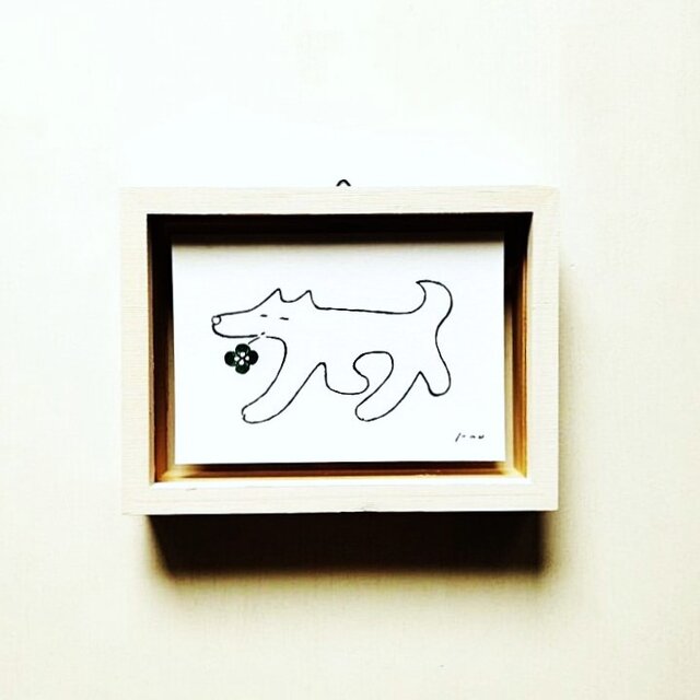 受注制作【犬・イラスト】「クローバー」 ※木製額縁入り・犬の絵