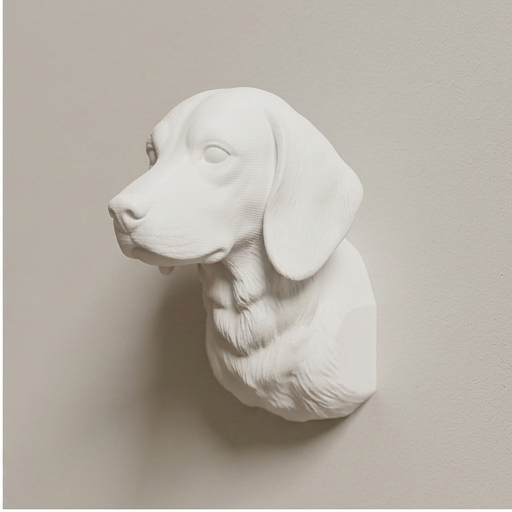 ビーグル 犬雑貨 ウォールプレート インテリア 犬（ビーグル）の壁掛けレリーフ 3Dプリント 白PLA インテリア | iichi