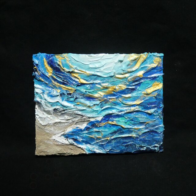 海のテクスチャーアート『碧洋の煌めき —永遠への憧憬—』F0号 油彩画