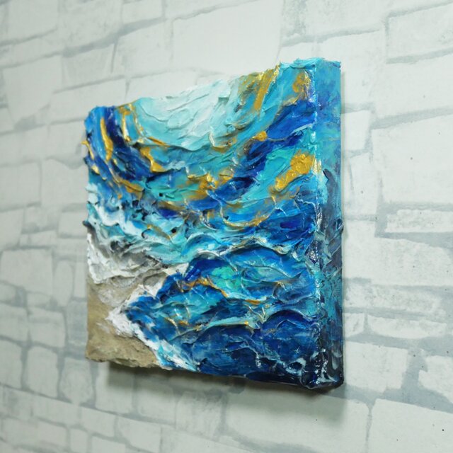 海のテクスチャーアート『碧洋の煌めき —永遠への憧憬—』F0号 油彩画