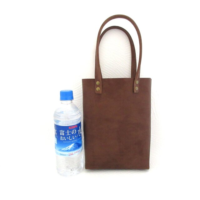 とっても持ちやすい♪《牛革》ぷっくり三角マチBOXミニトート・焦げ茶