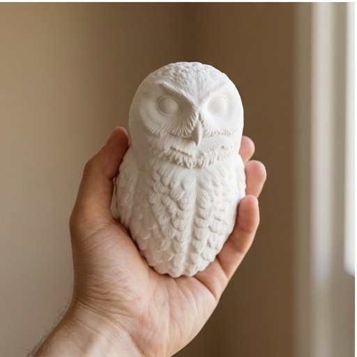 シロフクロウの壁掛けレリーフ 3Dプリント 白PLA インテリア | iichi