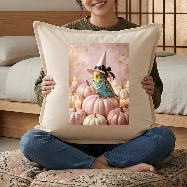 インコ（セキセイインコ）クッション 45cm ハロウィン限定アート