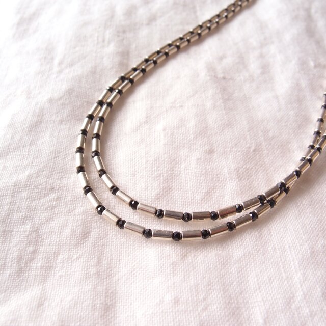 SV】Hematite × Black Spinel Necklace／ヘマタイト ロングネックレス