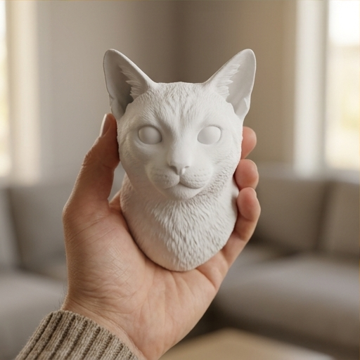 猫（オシキャット）の壁掛けレリーフ 3Dプリント 白PLA インテリア