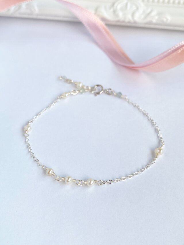 再販✴︎【真珠の雫】繊細な淡水真珠のブレスレット silver925 /ac309