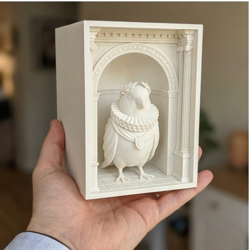 アサヒスズメの3Dプリント ブックヌーク 白PLA 本棚インテリア | iichi