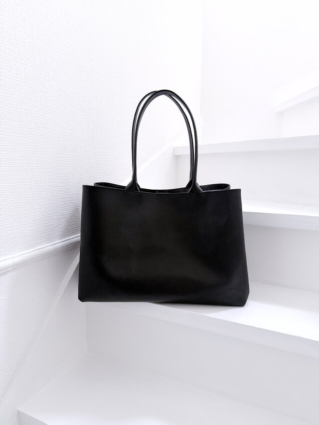 【人気商品】バンブー　ブラック　2wayバッグ　レザー　大容量　トートバッグ 大きい ゆったり 大容量 トートバッグ ビジネス 通学 本革 レザー