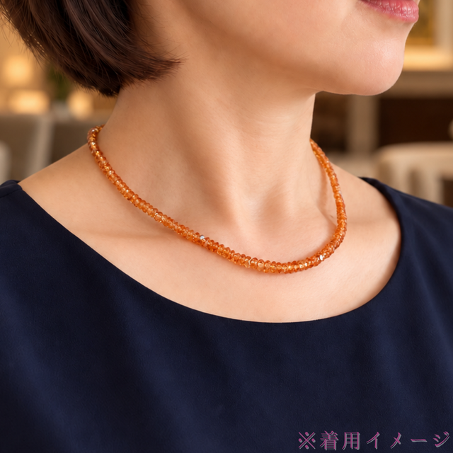 ◆一点もの天然石ネックレス:BySC-005 ラス1 名工品 一点物 sv925 シトリン/黄水晶 天然石ネックレス - 一連