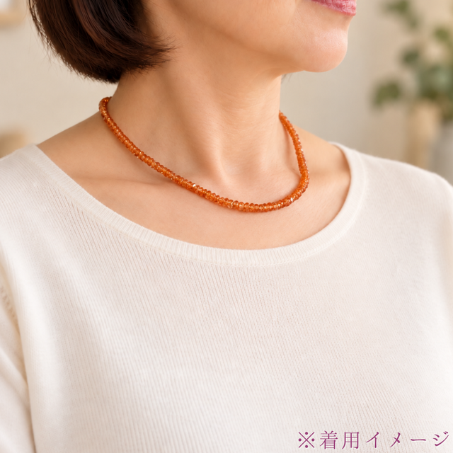ラス1 名工品 一点物 sv925 シトリン/黄水晶 天然石ネックレス - 一連