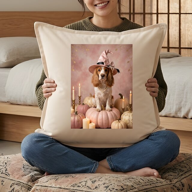 犬（コッカースパニエル）クッション 45cm ハロウィン限定アート