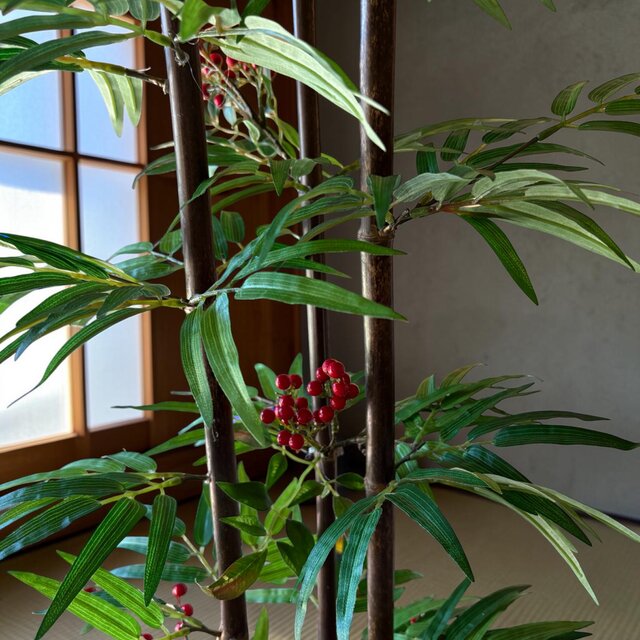 光触媒　人工観葉植物　ウォールグリーン　フェイクグリーン　黒竹&南天1.6m 光触媒 人工観葉植物 ウォールグリーン フェイクグリーン 黒竹南天