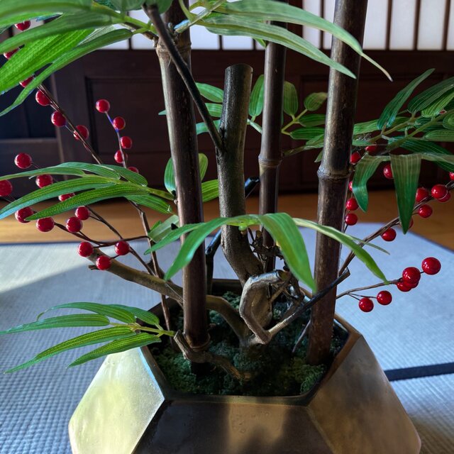 光触媒 人工観葉植物 ウォールグリーン フェイクグリーン 黒竹南天