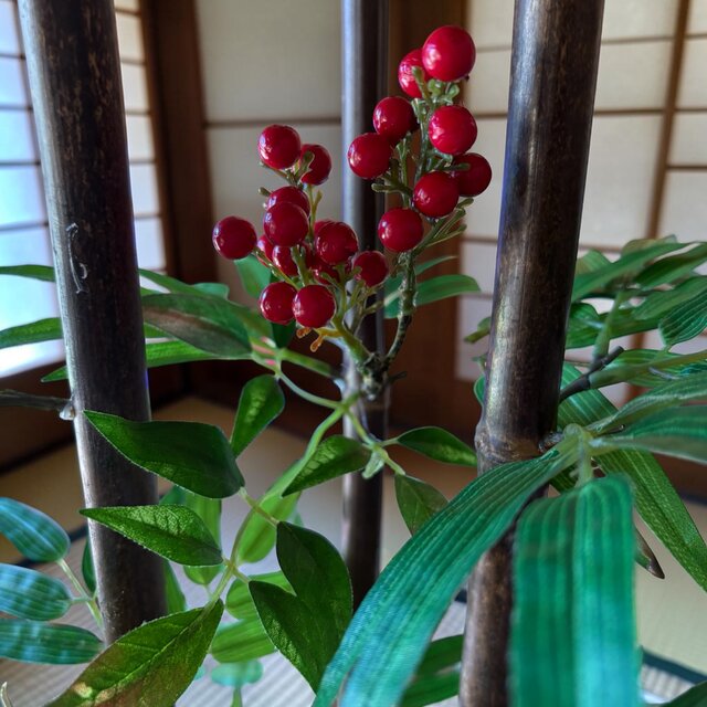 光触媒 人工観葉植物 ウォールグリーン フェイクグリーン 黒竹南天