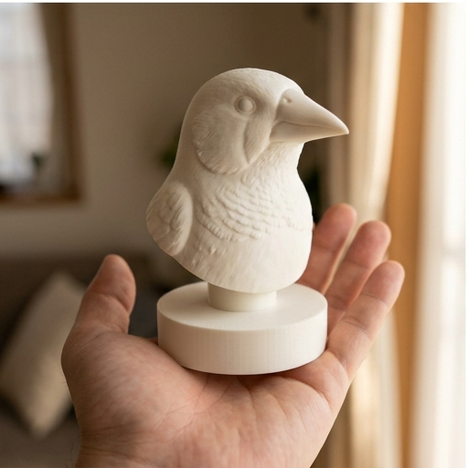 アート作品　置物 アサヒスズメの3Dプリント胸像 白PLA 彫刻 置物 インテリア | iichi