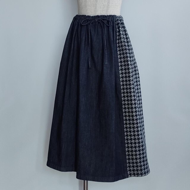 岡山デニム〈インディゴデニム×千鳥格子デニム〉 アシンメトリー