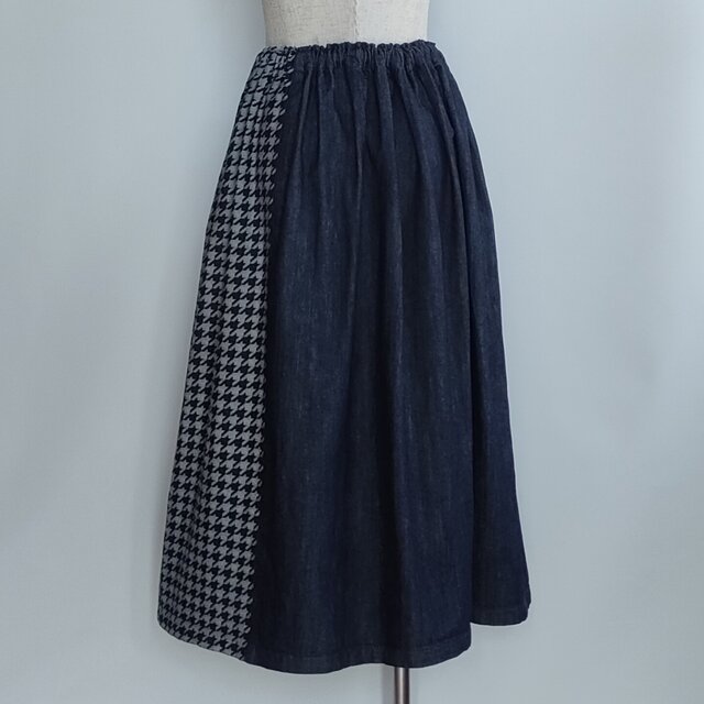 岡山デニム〈インディゴデニム×千鳥格子デニム〉 アシンメトリー