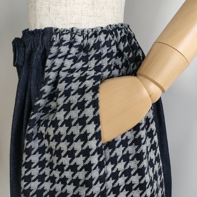 岡山デニム〈インディゴデニム×千鳥格子デニム〉 アシンメトリー