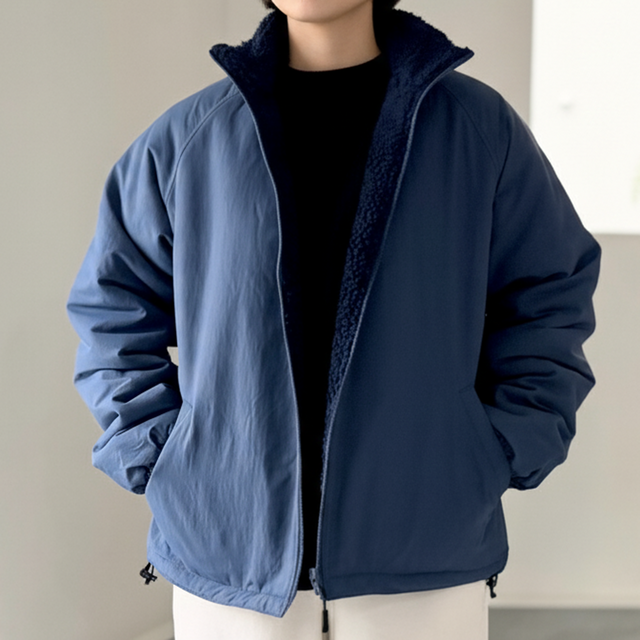 リバーシブル】防風撥水ナイロン × あったかフリースブルゾン (ユニ