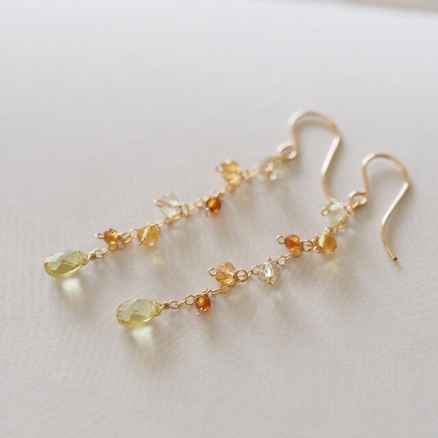 14kgf：レモンクォーツ・シトリンのピアス（イヤリング） №9221