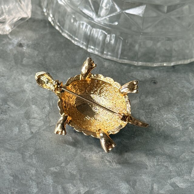SC160-ヴィンテージブローチ U.S.A. 1970-80's Multi-Cabochon Turtle