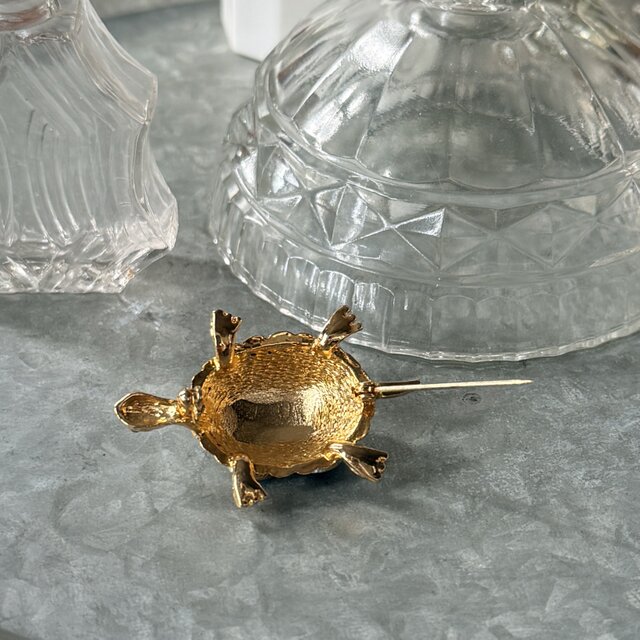 SC160-ヴィンテージブローチ U.S.A. 1970-80's Multi-Cabochon Turtle