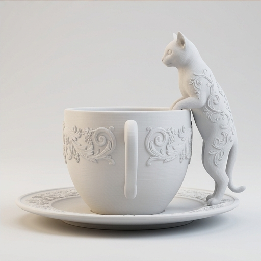 猫（エジプシャンマウ）のアクセサリートレイ 小物入れ マットホワイト
