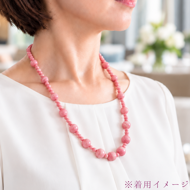 一点物 sv925 60cm インカローズ/菱マンガン鉱 天然石ネックレス