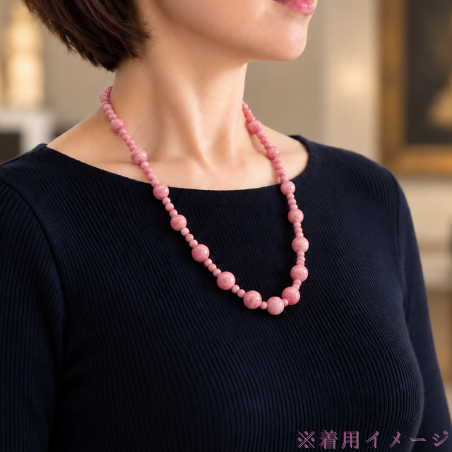 一点物 sv925 60cm インカローズ/菱マンガン鉱 天然石ネックレス