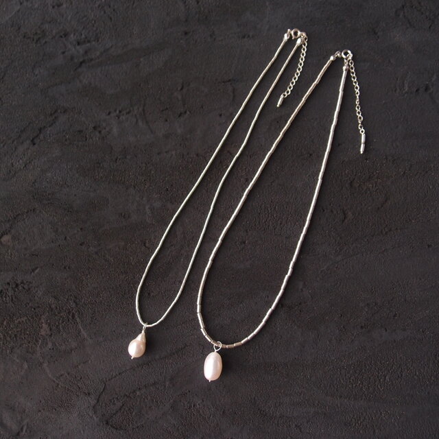 SV】Hematite × Baroque Pearl Necklace／ヘマタイト×オイスターパール