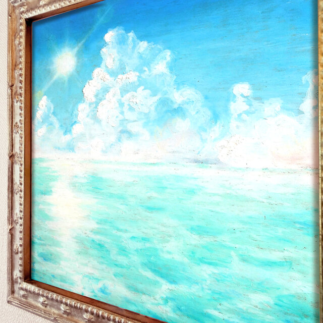 原画・空と海〜青色と陽射し（額装） | iichi 日々の暮らしを心地よく